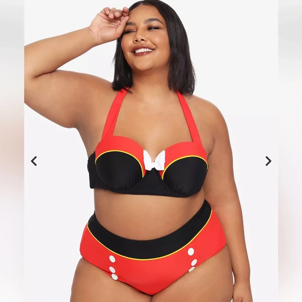 NWT Disney Mickey Mouse Halter Swim Bikini 2PC Plus Size 2X - Picture 4 of 14